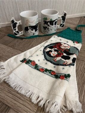 Farmhouse Cow Kitchen Towel and Mug Set
